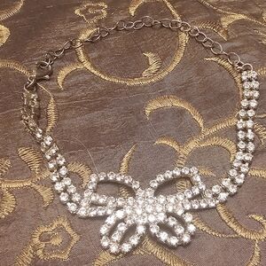 Elegant Silver Crystal Butterfly Anklet